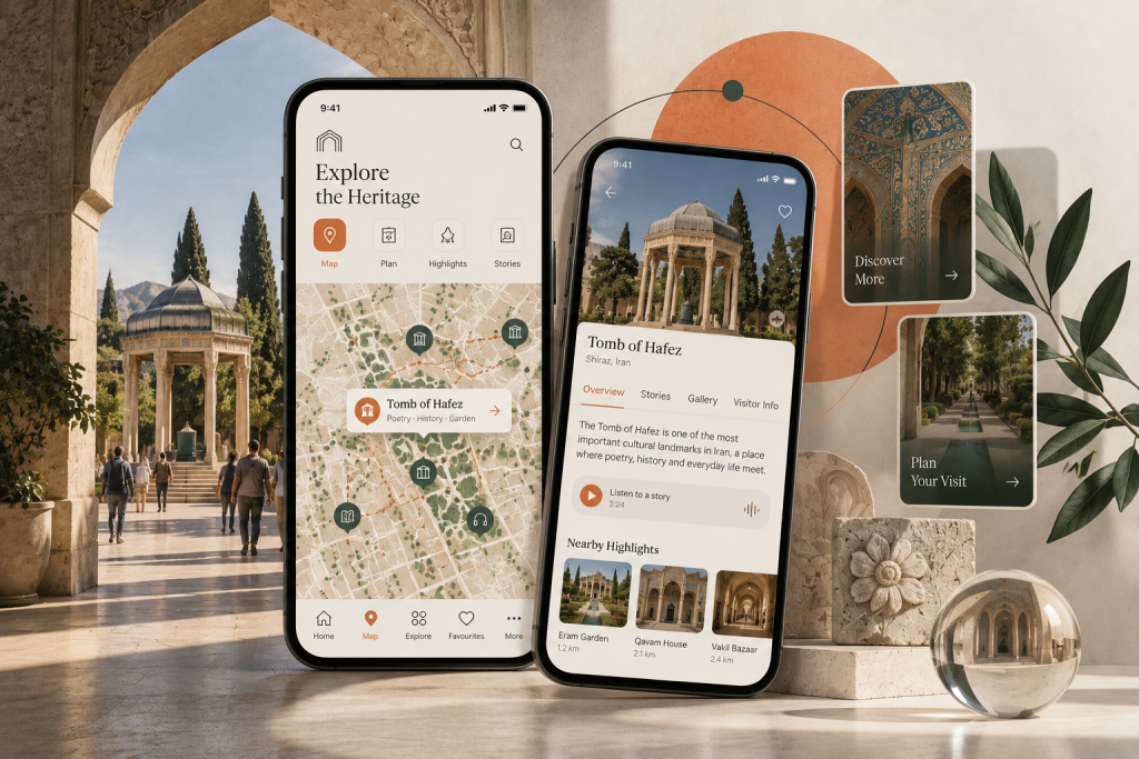Conceptual visitor experience interface for cultural heritage wayfinding and digital exploration