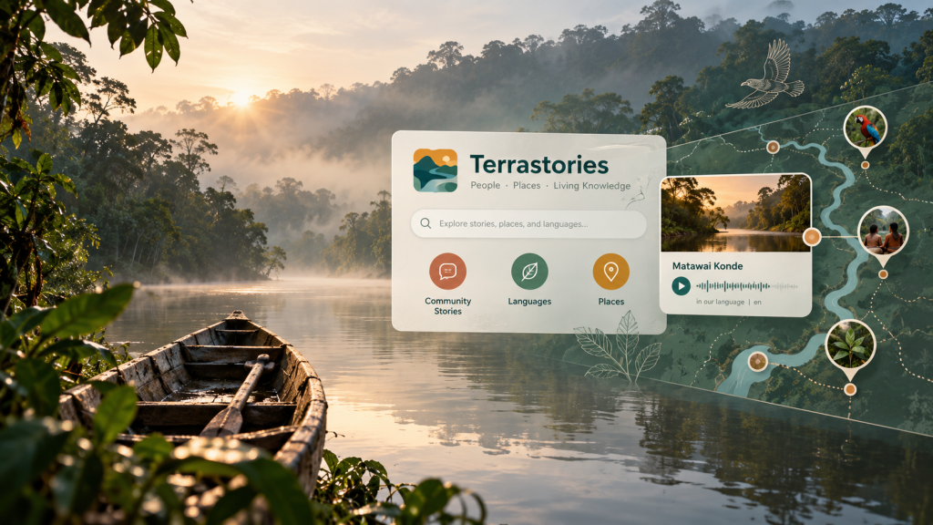 Conceptual Terrastories visual connecting place-based stories, community memory and cultural landscapes